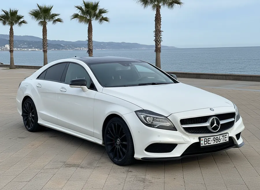 White Mercedes CLS rental Batumi
