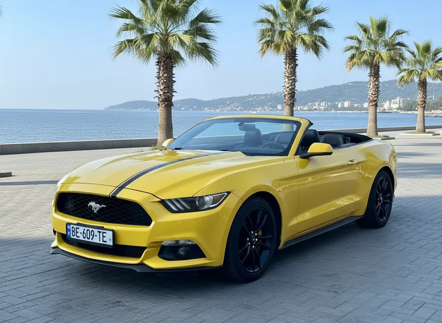 Yellow Ford Mustang Convertible rental Batumi